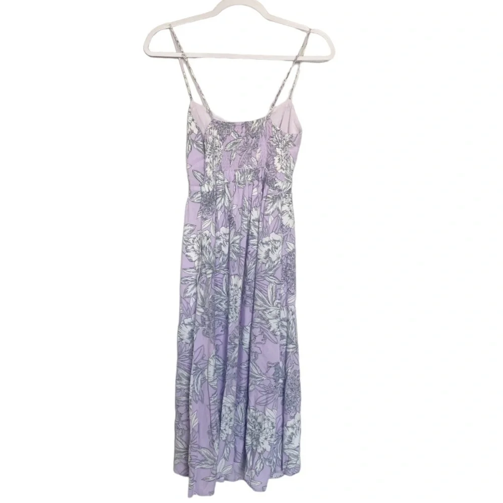 Bardot Ibiza Floral Midi Dress Tie Front Cutout Spring Boho Lavender Purple Sz 4 - Picture 8 of 11